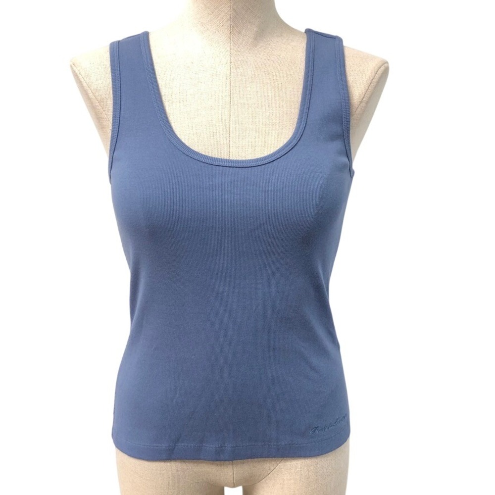 Ralph Lauren Tank Top Womens Medium Blue Ribbed Purple Label Scoop Neck New